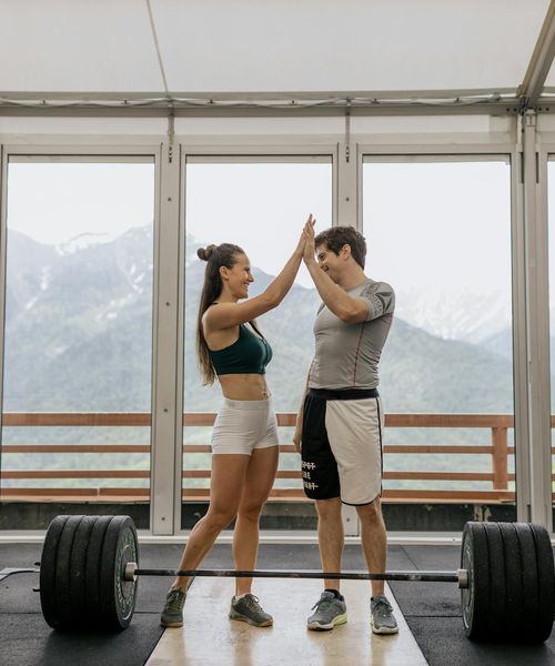 Smiling person feeling energetic and balanced outdoors.